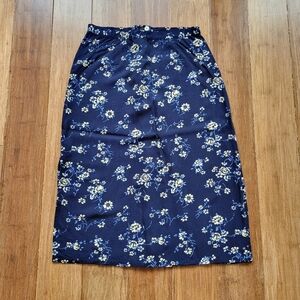CHRISTOPHER & BANKS Navy and Yellow Floral Skirt